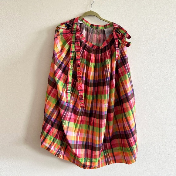 Multicolor Pleated Check Cotton Skirt - Picture 1 of 7